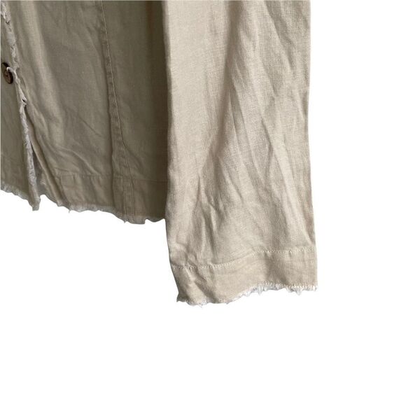 Saks FIFTH AVENUE Threads Linen Button Front Blazer Jacket Tan 6 - Picture 7 of 10